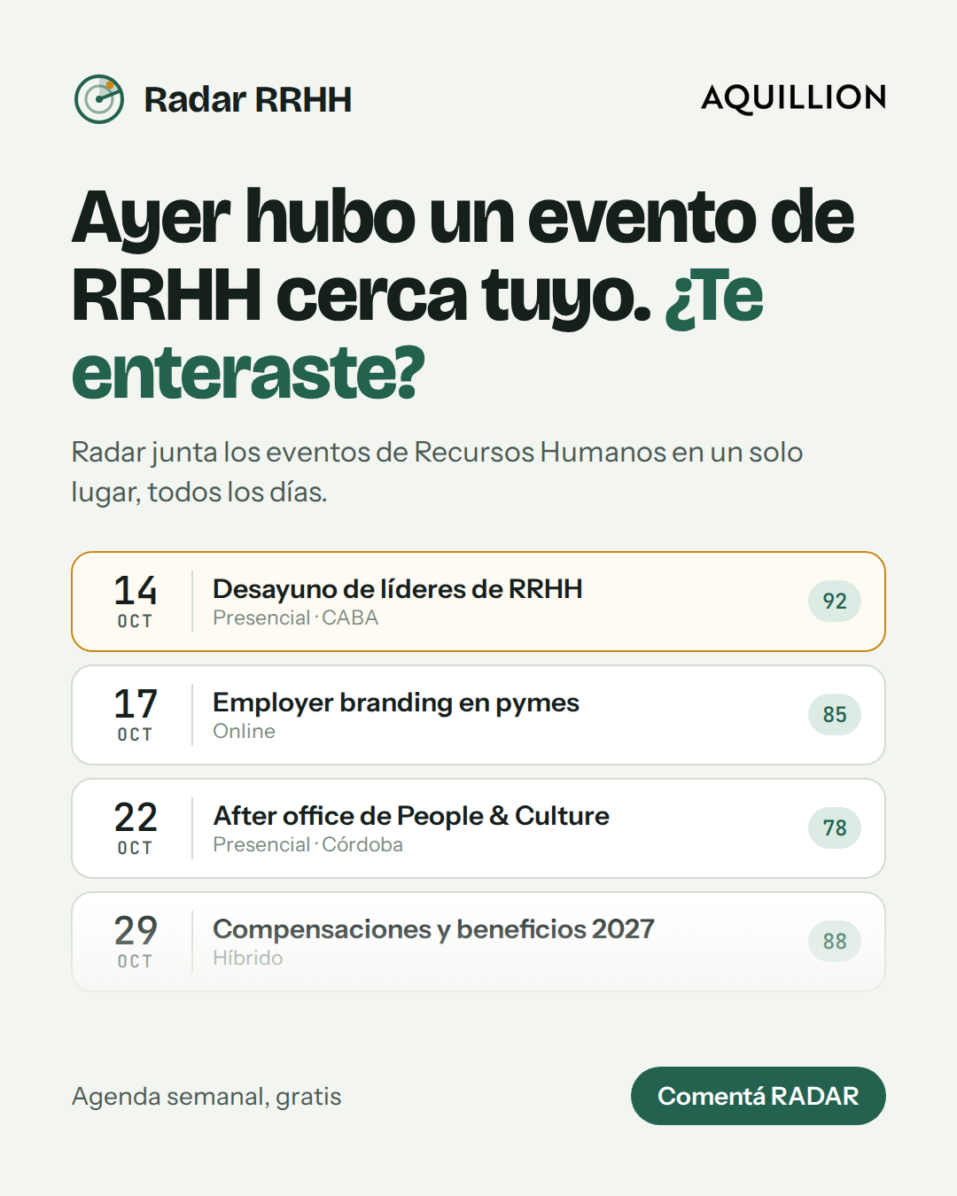Post para Instagram de Radar RRHH